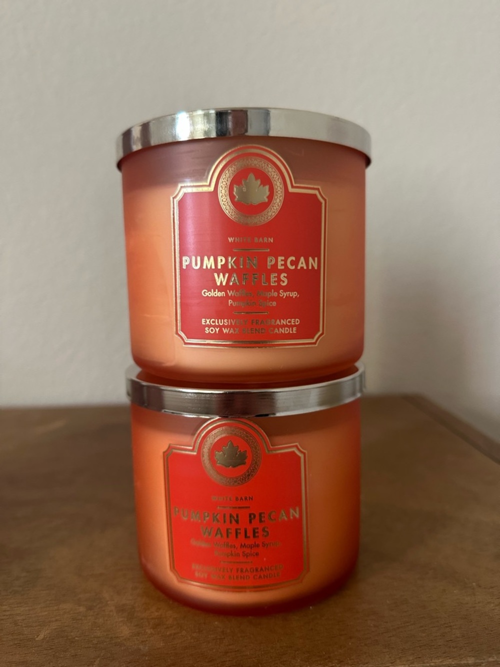 X2 bath and body works Pumpkin Pecan Waffles 3 wick candles NEW